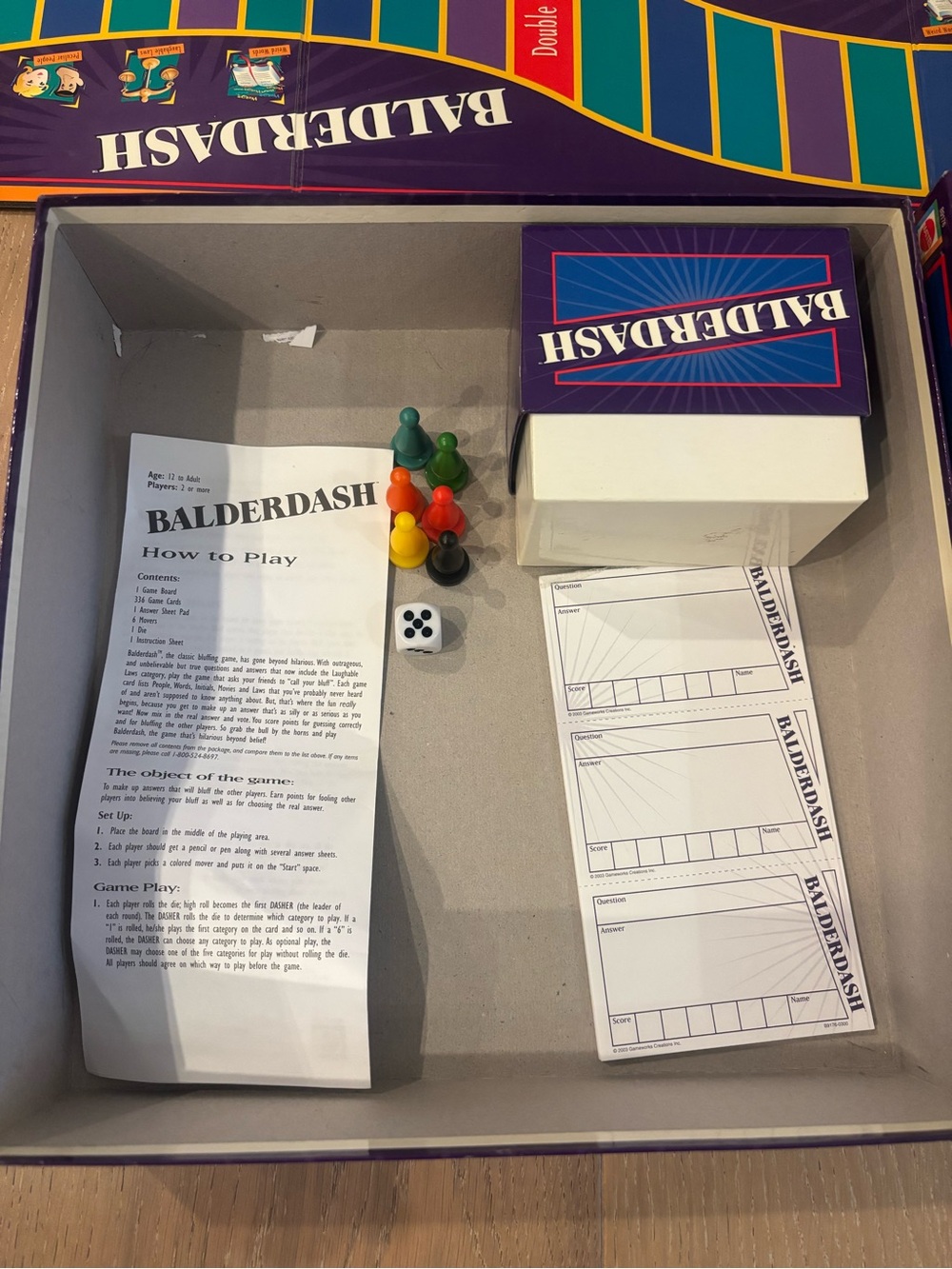 2003 Balderdash Board Game Mattel The Classic Bluffing Game - 100% Complete - Picture 3 of 7